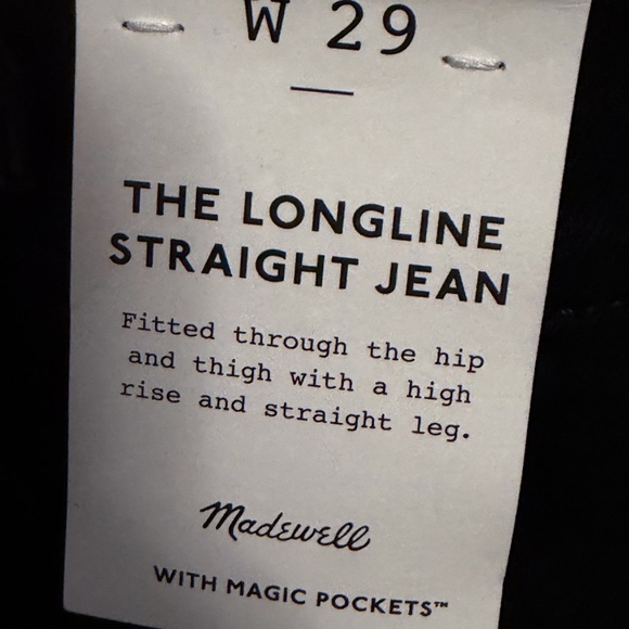 Madewell BNWT size 29 Black denim the longline straight jean! - Picture 2 of 5